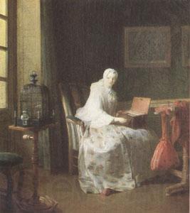 Jean Baptiste Simeon Chardin The Bird-Organ (mk05) Norge oil painting art